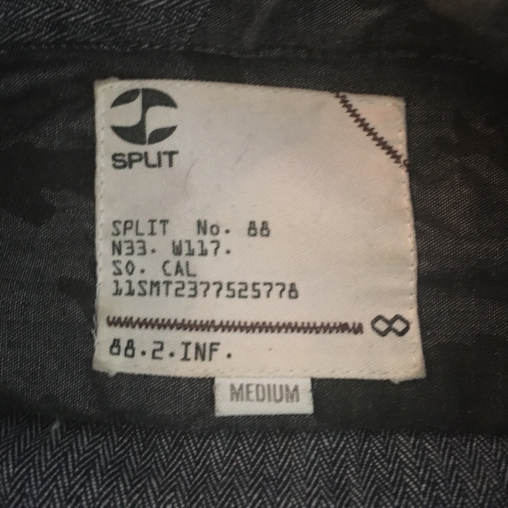 SPLIT Unisex Button Up Denim Long Sleeve Shirt EUC - Picture 2 of 2